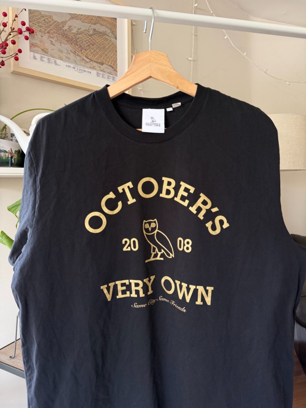 October's Very Own Black Graphic Tee with Gold Print